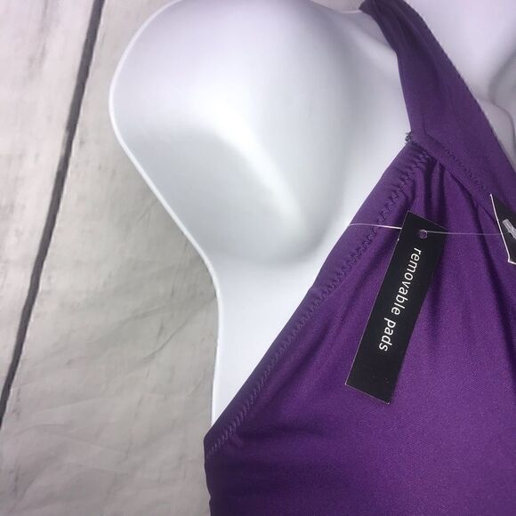 Mossimo Swim Halter Bikini Top-Purple-Sz XL-NWT - Picture 3 of 10